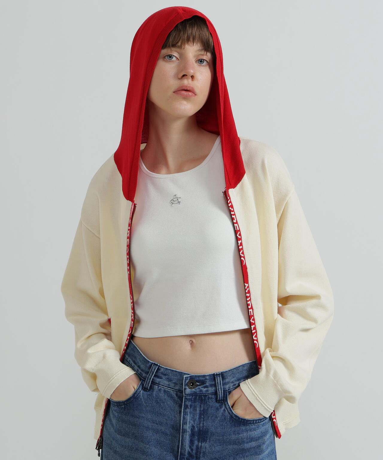 《WOMAN》SWEAT LOOK KNIT HOODIE