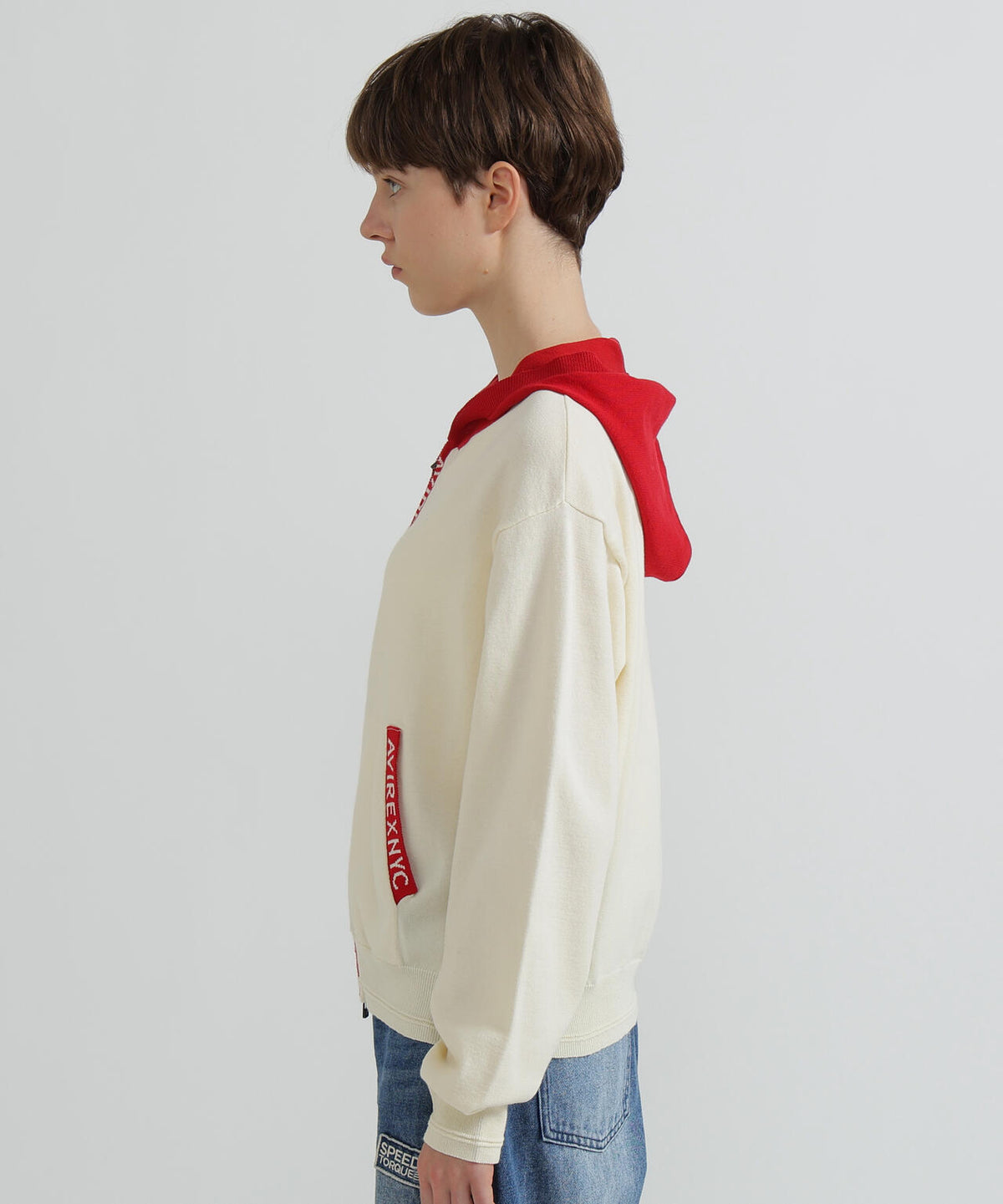 《WOMAN》SWEAT LOOK KNIT HOODIE