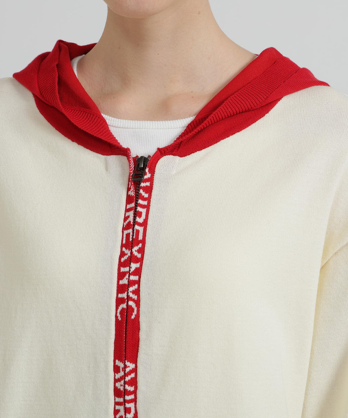 《WOMAN》SWEAT LOOK KNIT HOODIE
