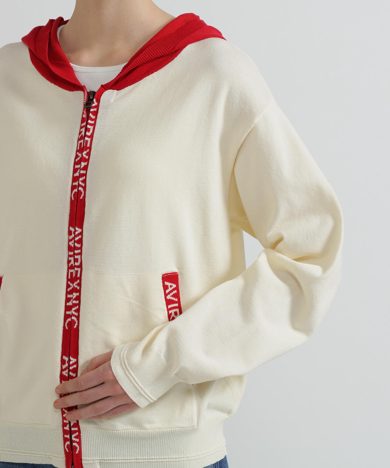 《WOMAN》SWEAT LOOK KNIT HOODIE