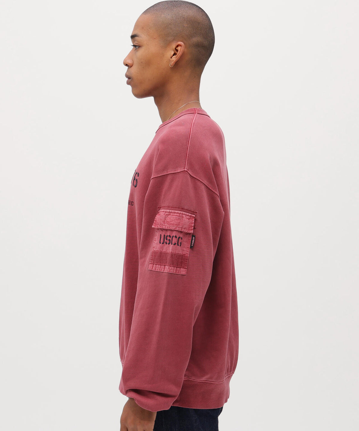 FADED MIL.POCKET CREWNECK SWEAT