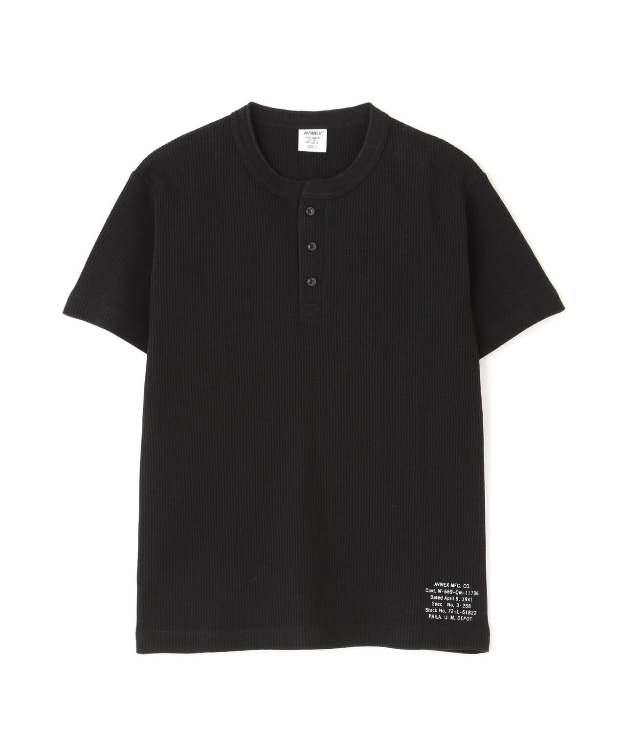 MINI WAFFLE HENLEY NECK T-SHIRT ”STENCIL”