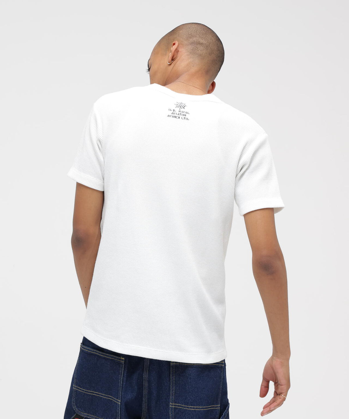 MINI WAFFLE HENLEY NECK T-SHIRT ”STENCIL”