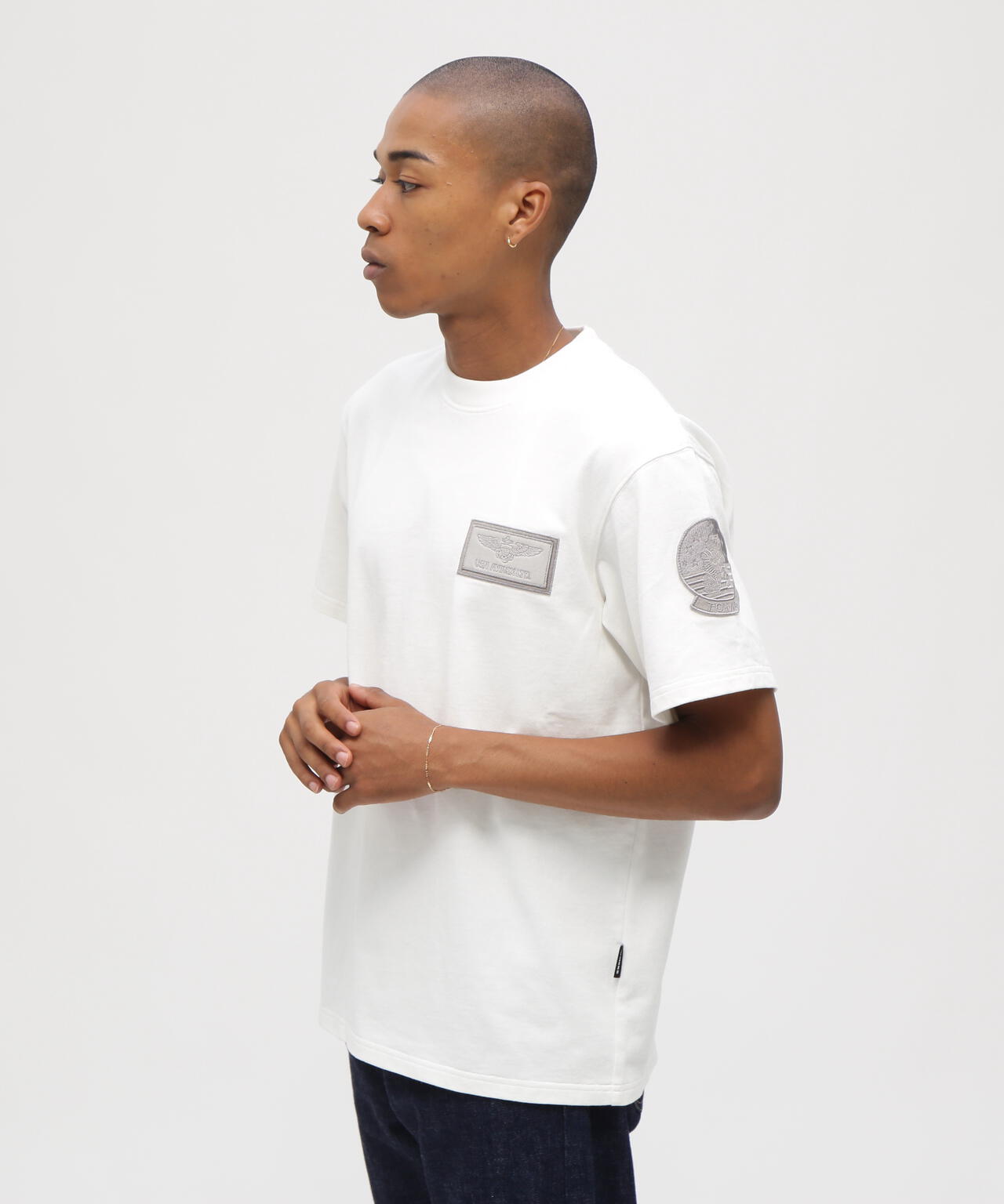 《直営店限定》S/S TOPGUN LEATHER PATCHED T-SHIRT