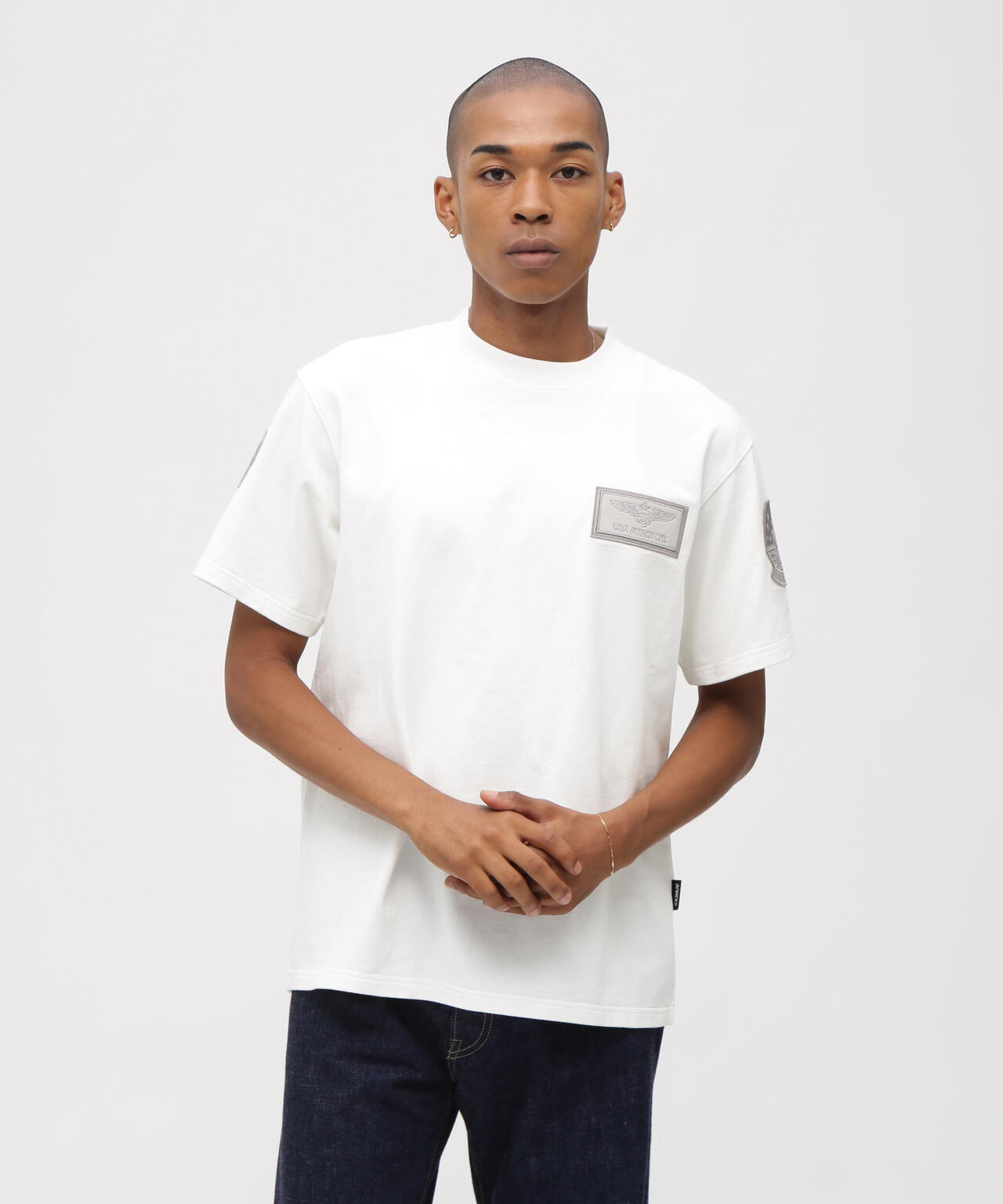 《直営店限定》S/S TOPGUN LEATHER PATCHED T-SHIRT