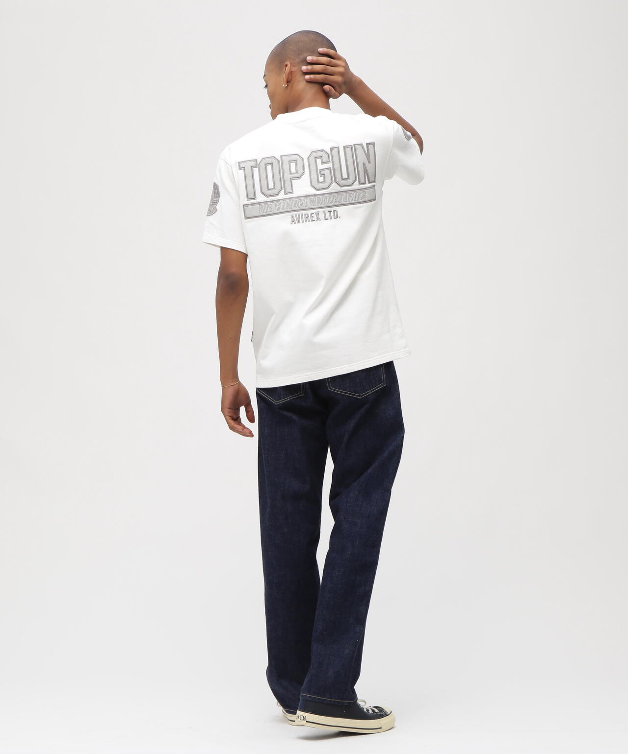 《直営店限定》S/S TOPGUN LEATHER PATCHED T-SHIRT