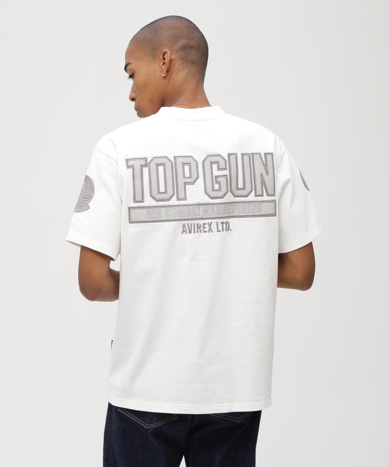 《直営店限定》S/S TOPGUN LEATHER PATCHED T-SHIRT