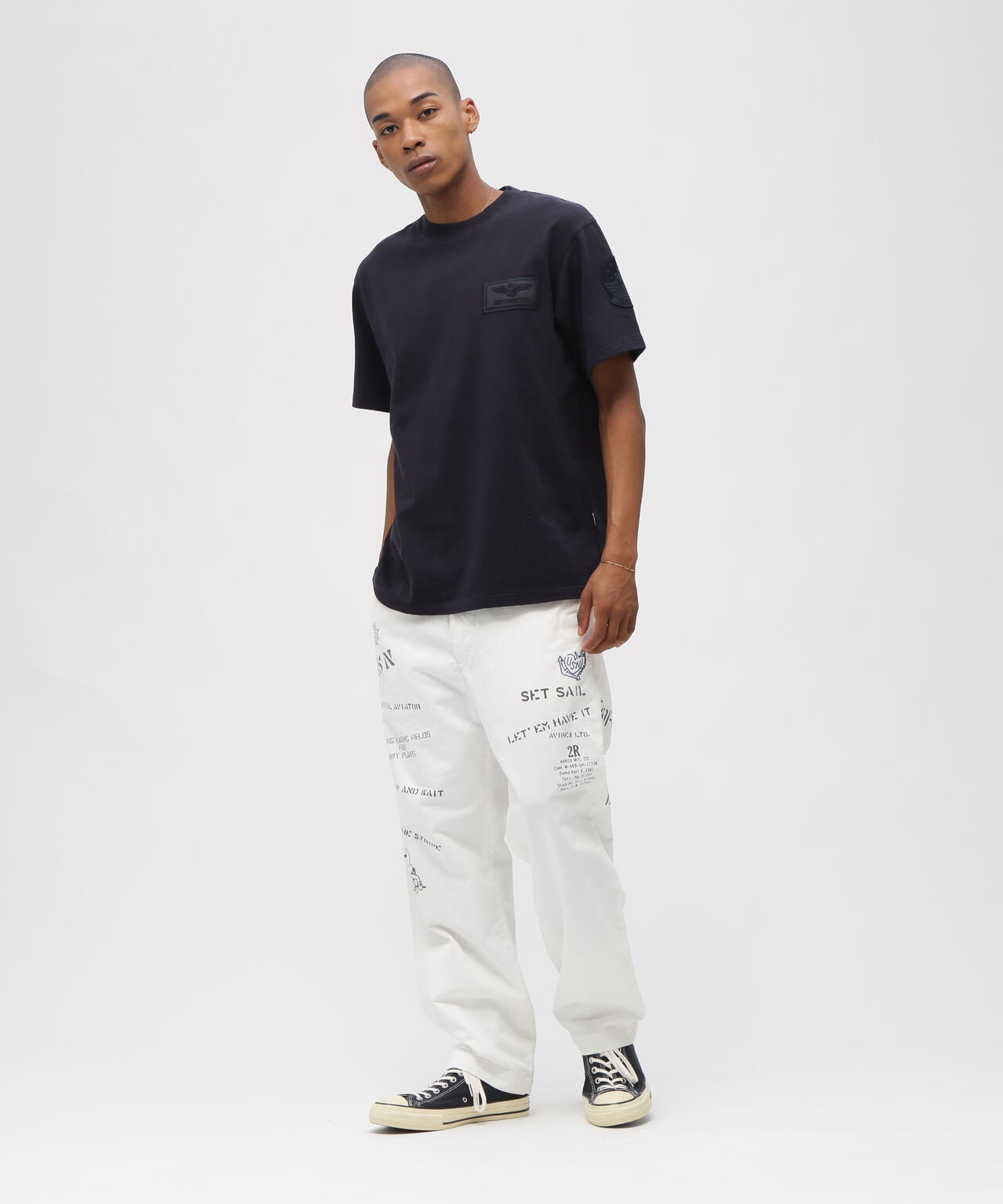 《直営店限定》S/S TOPGUN LEATHER PATCHED T-SHIRT
