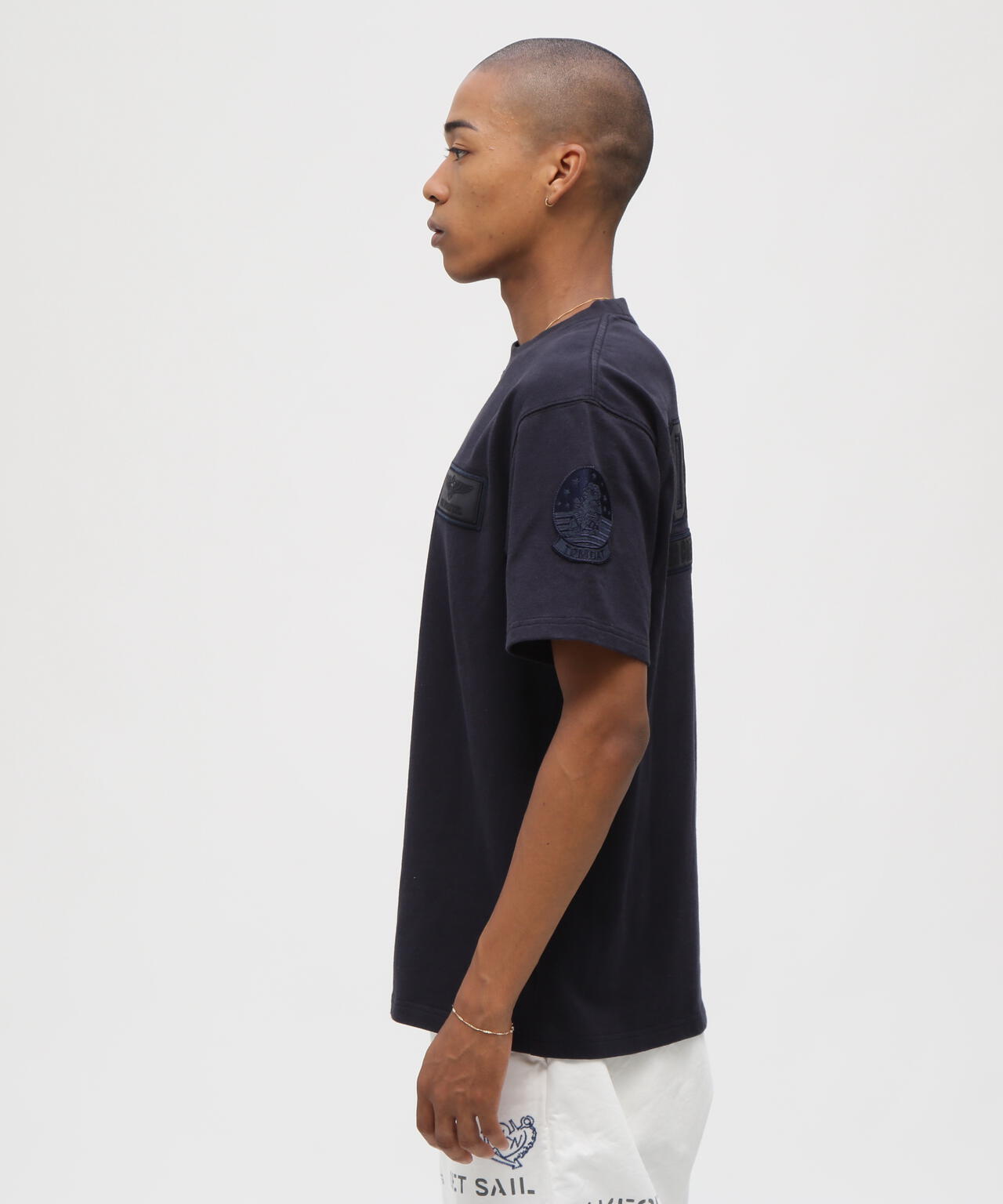 《直営店限定》S/S TOPGUN LEATHER PATCHED T-SHIRT