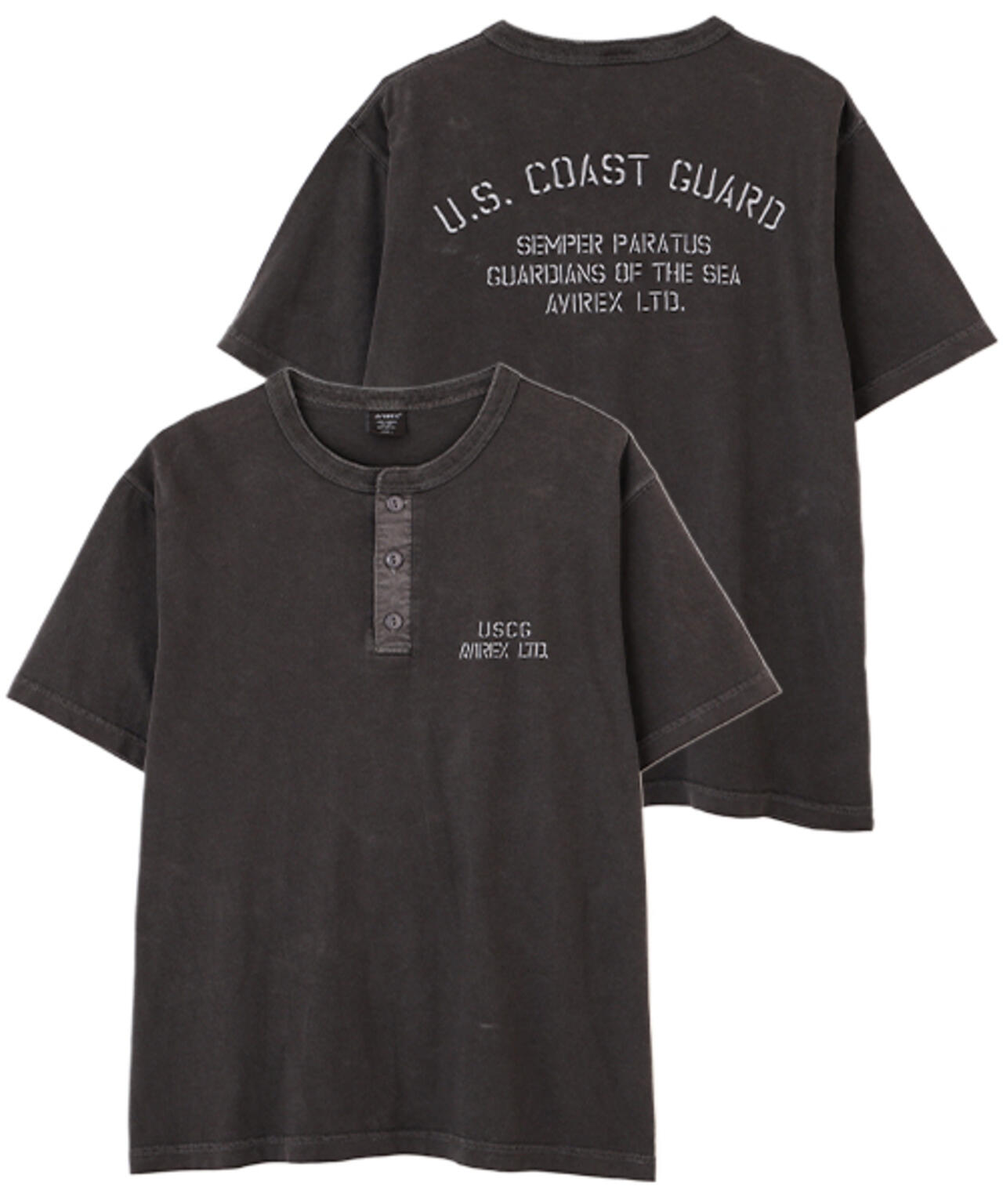 FADED MIL. HENLEY NECK T-SHIRT