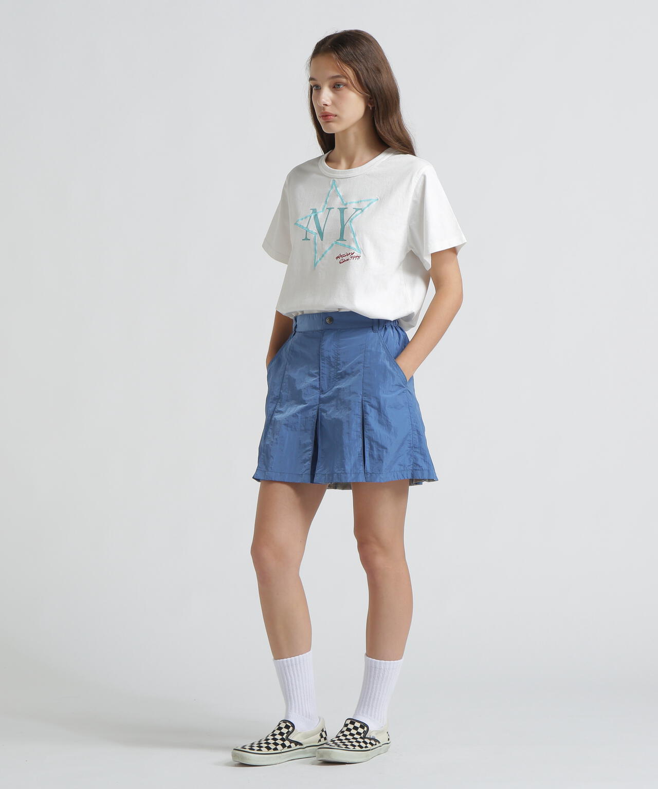 《WOMAN/直営店限定》FADE WASH T‐SHIRT WITH STAR EMBROIDERY