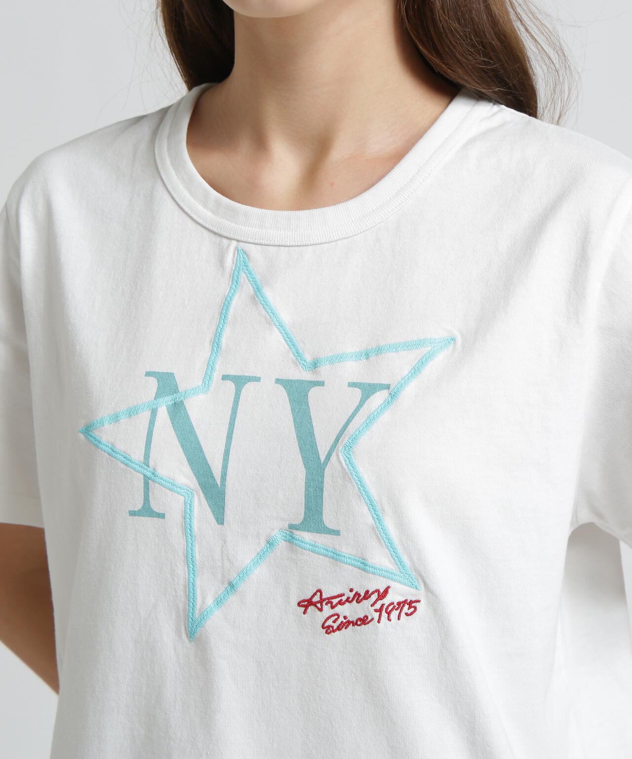 《WOMAN/直営店限定》FADE WASH T‐SHIRT WITH STAR EMBROIDERY