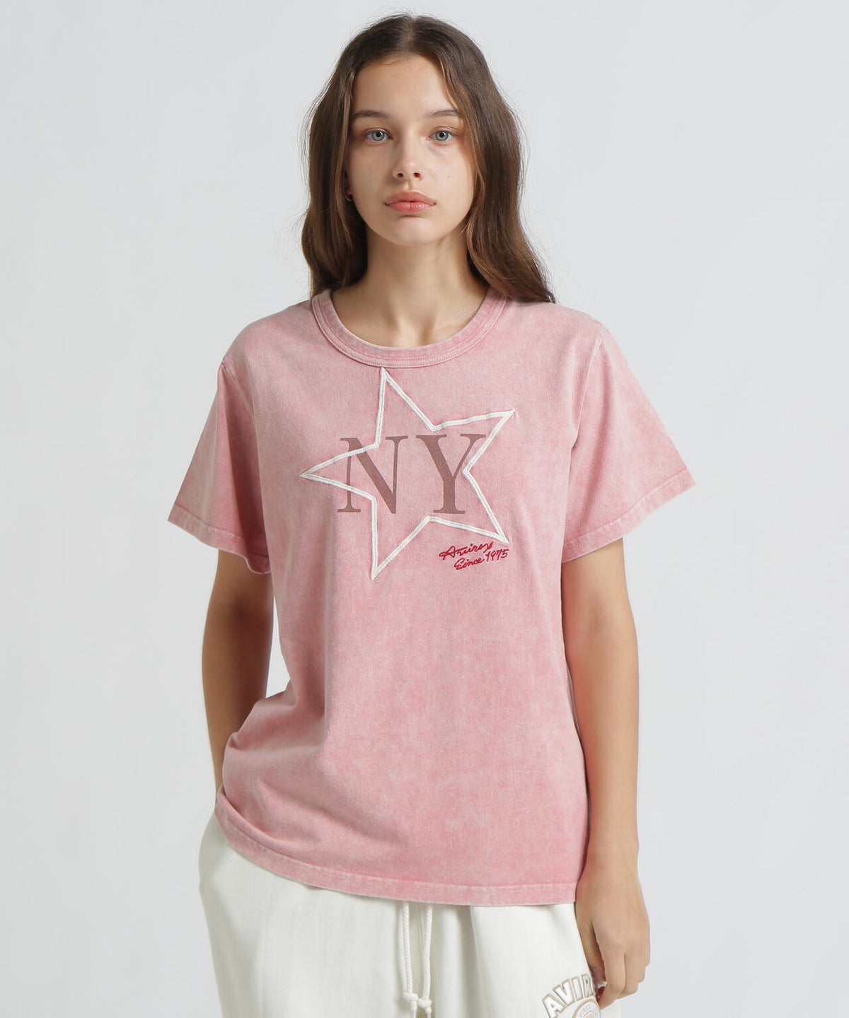 《WOMAN/直営店限定》FADE WASH T‐SHIRT WITH STAR EMBROIDERY