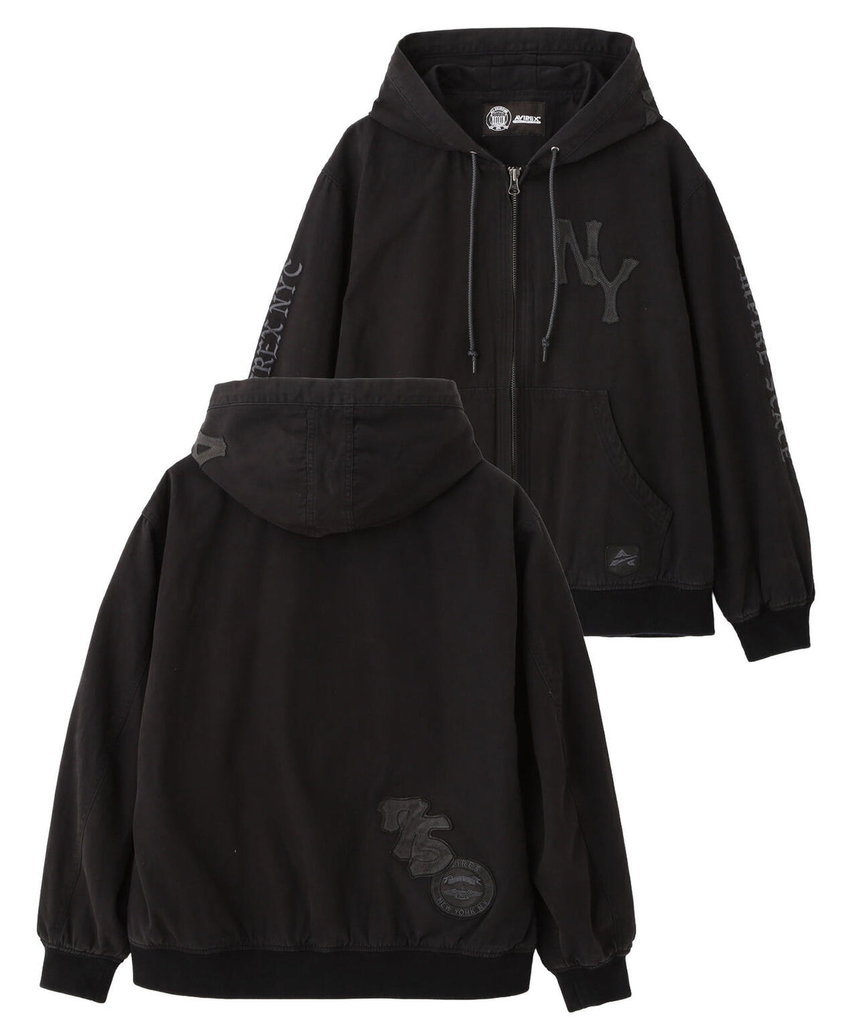 LEATHER PATCH DUCK HOOD JACKET