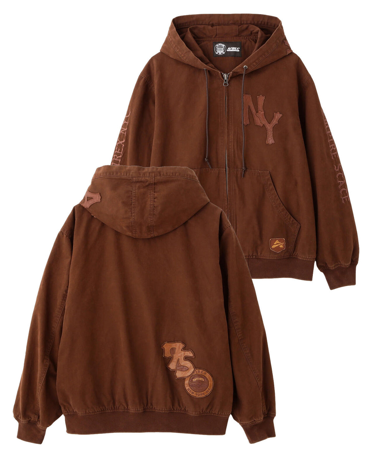 LEATHER PATCH DUCK HOOD JACKET