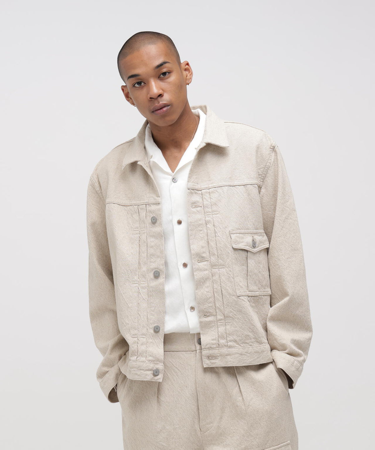★TFQP by HANDROOM LINEN GABARDINE SHORT JACKET ”1st TYPE”