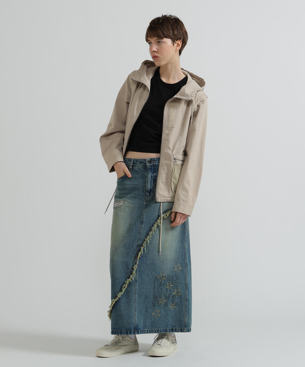 《WOMAN》MILITARY ZIP POCKET DETACHABLE JACKET