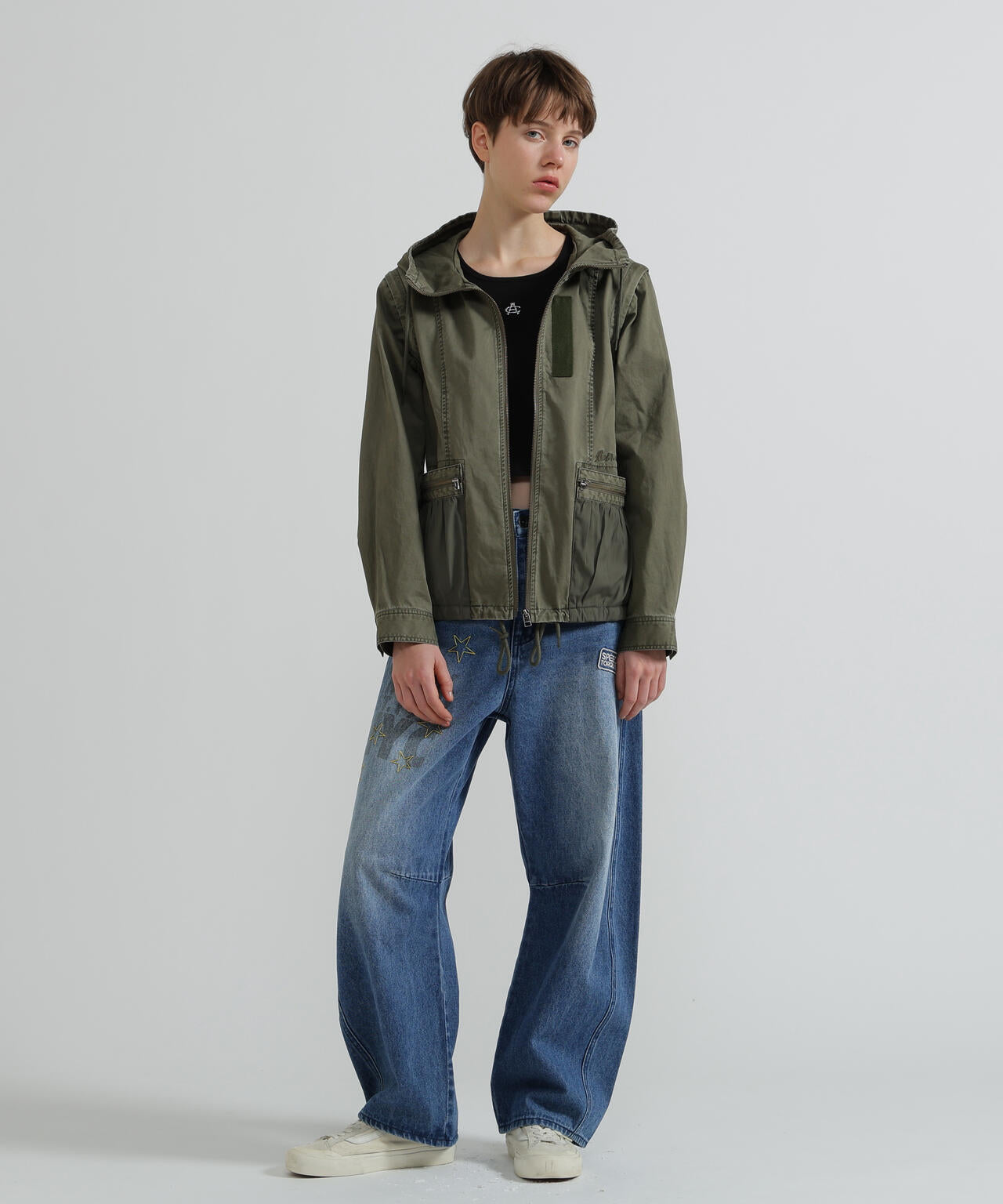 《WOMAN》MILITARY ZIP POCKET DETACHABLE JACKET