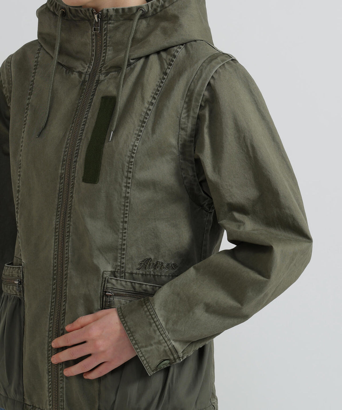 《WOMAN》MILITARY ZIP POCKET DETACHABLE JACKET