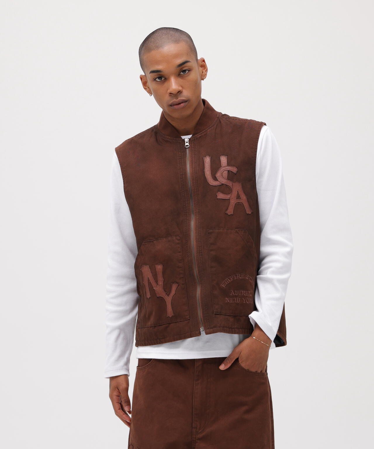 LEATHER PATCH DUCK VEST