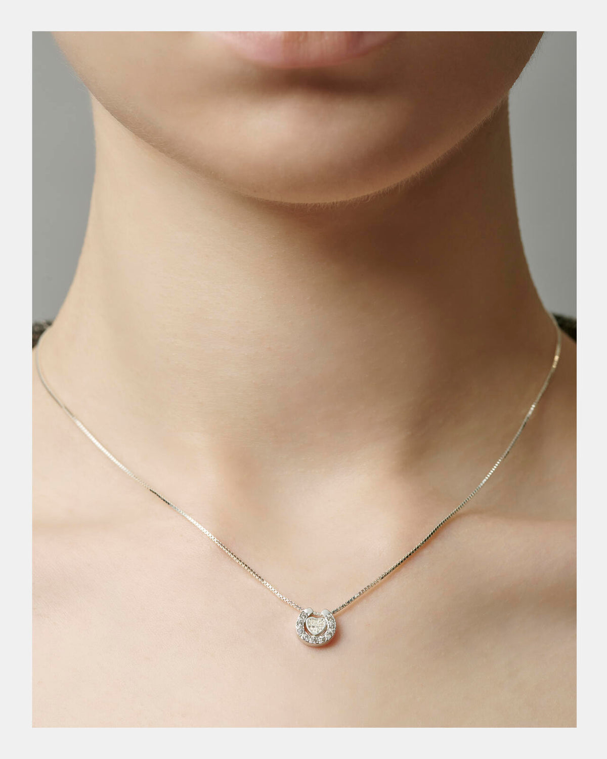 HEART HORSESHOE CZ NECKLACE(SILVER) by J.H.M CO.LTD.