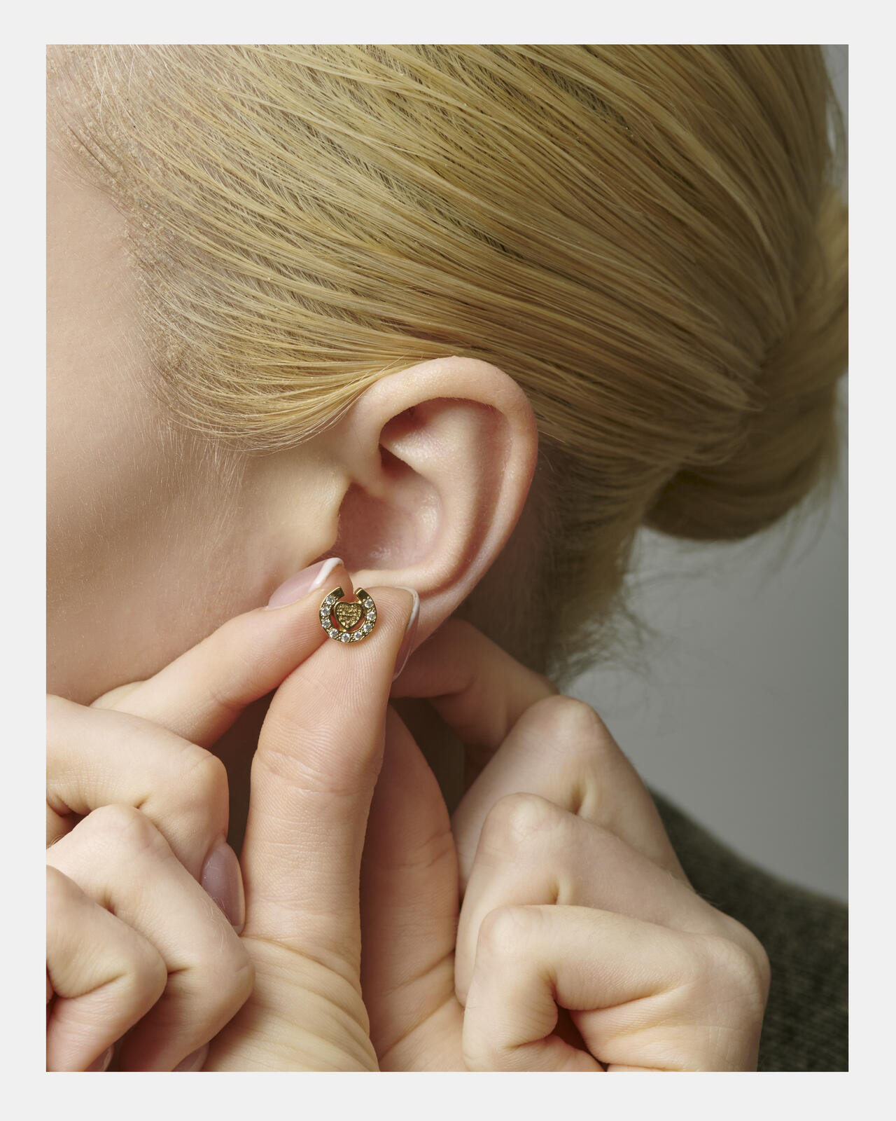 HEART HORSESHOE CZ EARRING by J.H.M CO.LTD.