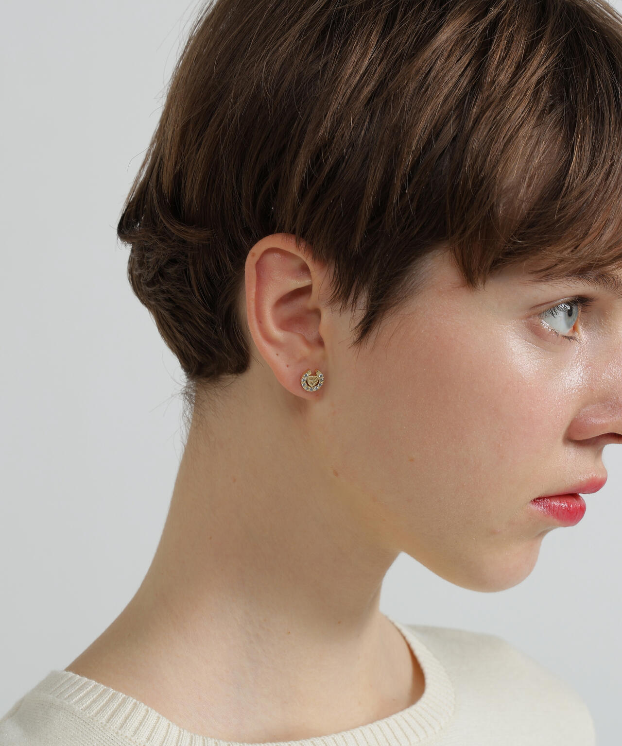 HEART HORSESHOE CZ EARRING by J.H.M CO.LTD.