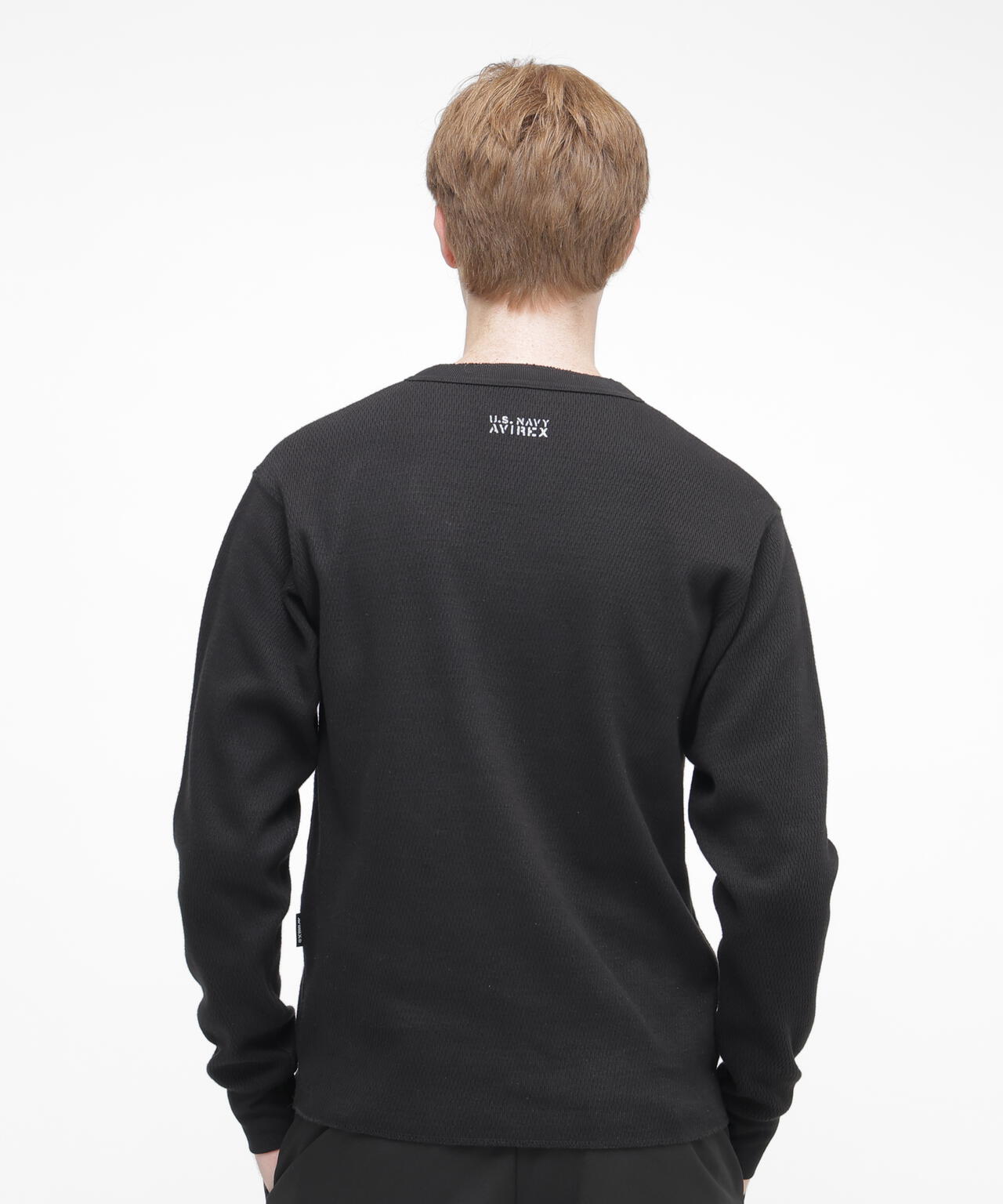 HONEYCOMB WAFFLE L/S HENRY NECK T-SHIRT