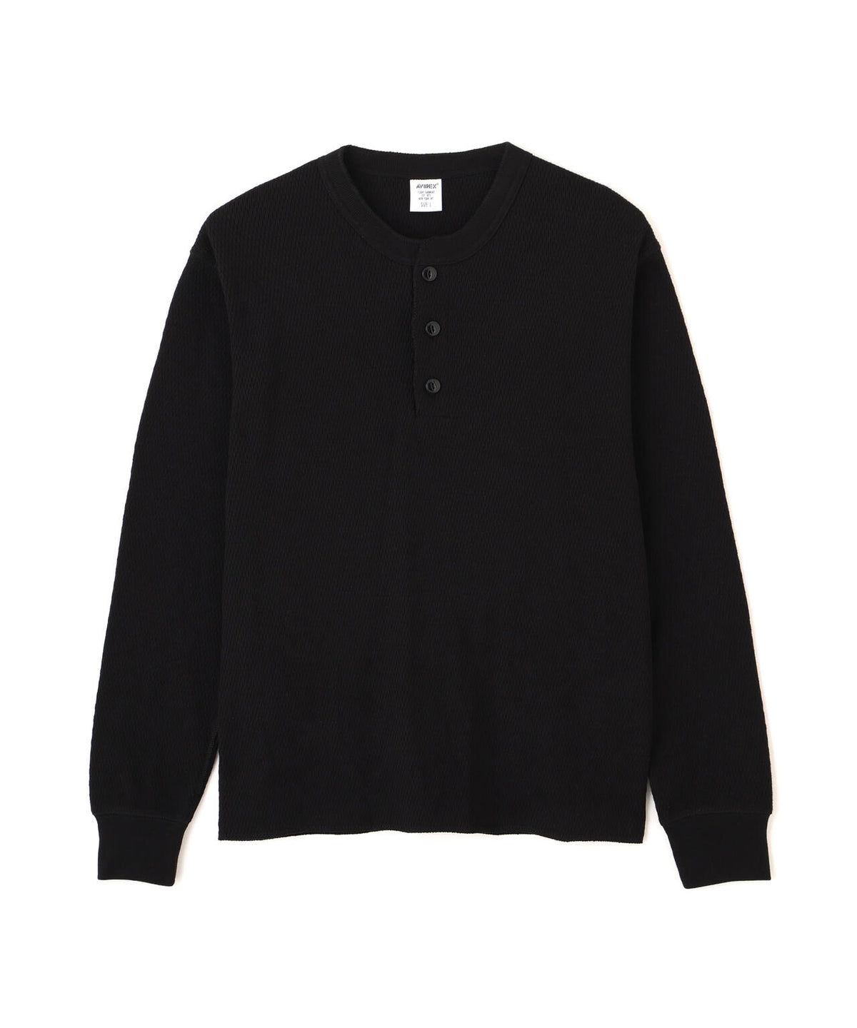 HONEYCOMB WAFFLE L/S HENLEY NECK T-SHIRT