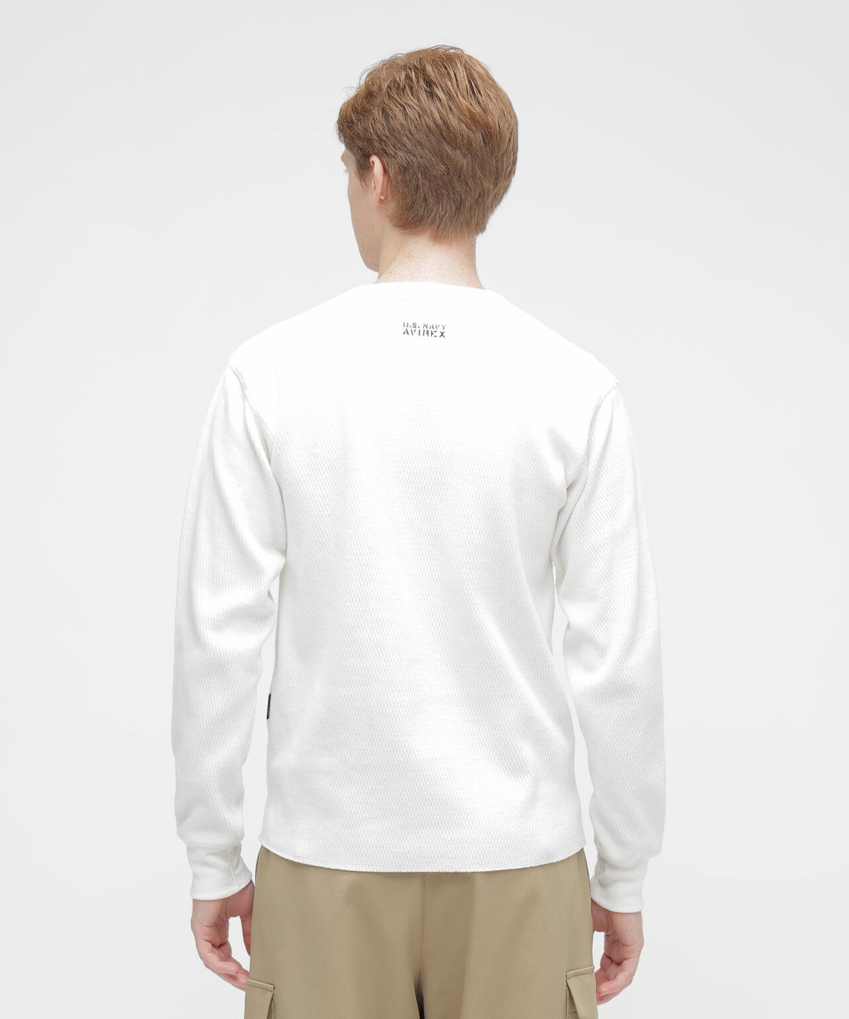 HONEYCOMB WAFFLE L/S HENLEY NECK T-SHIRT
