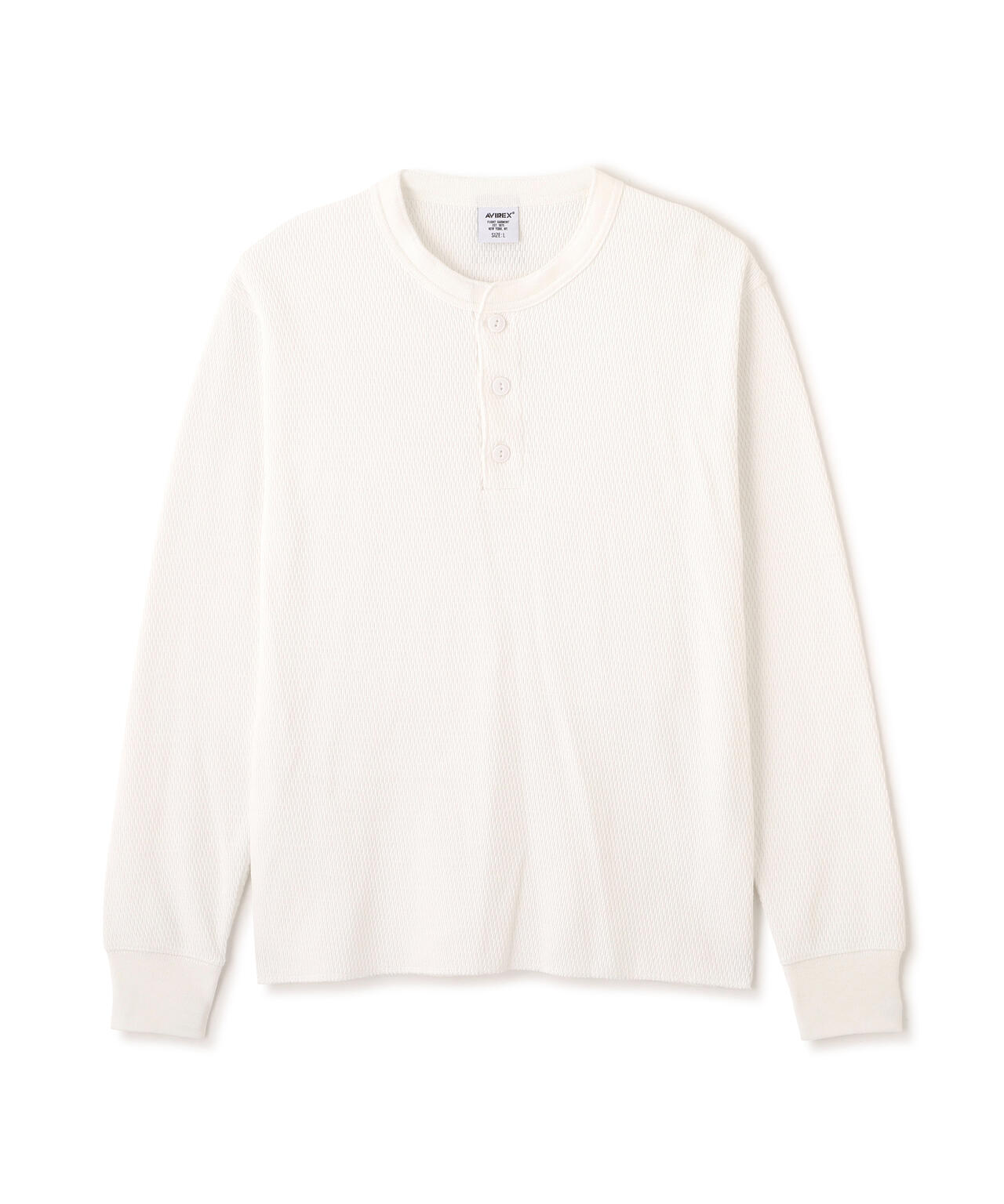 HONEYCOMB WAFFLE L/S HENRY NECK T-SHIRT
