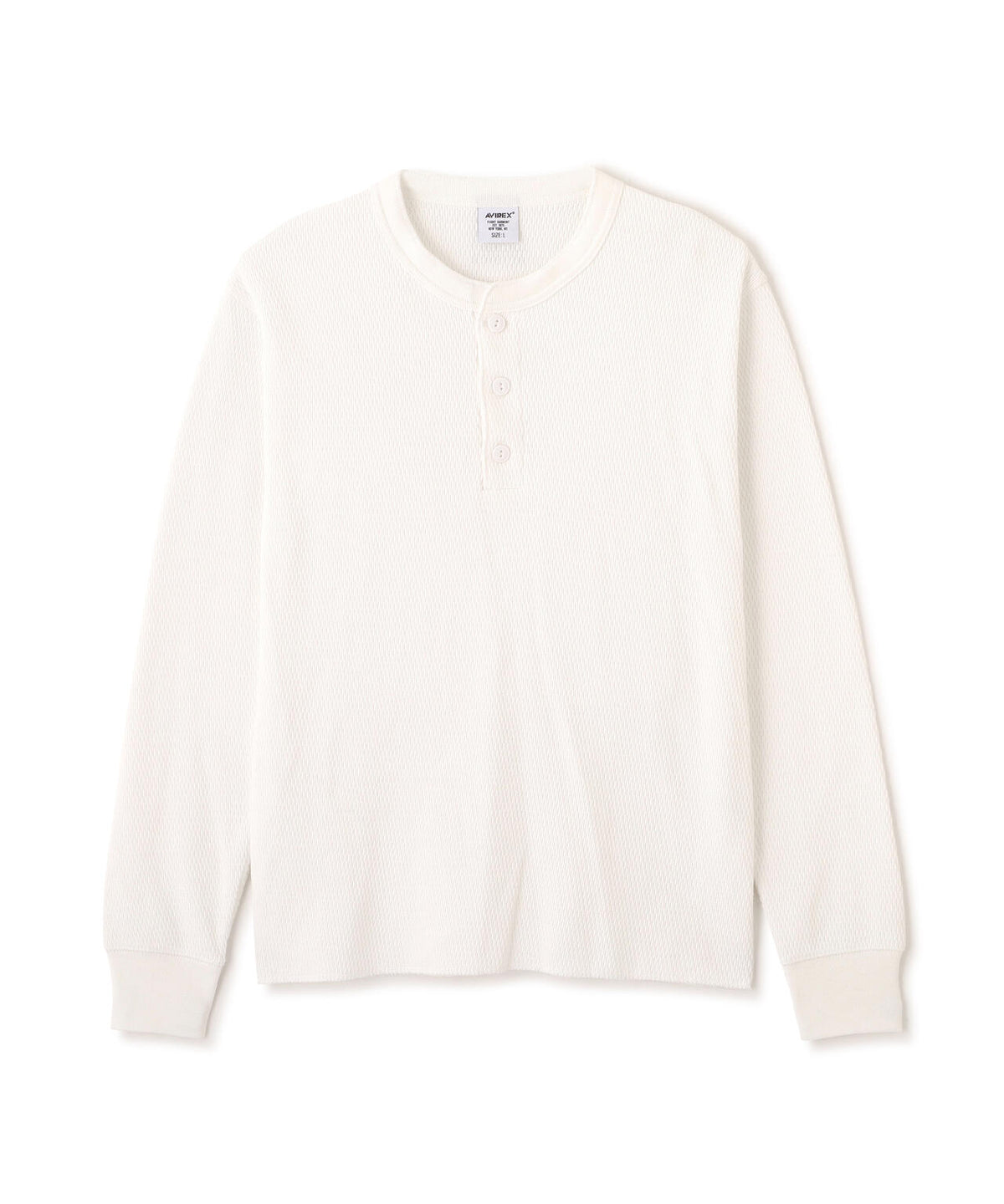 HONEYCOMB WAFFLE L/S HENLEY NECK T-SHIRT