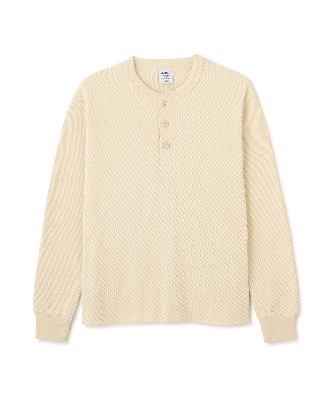 HONEYCOMB WAFFLE L/S HENRY NECK T-SHIRT