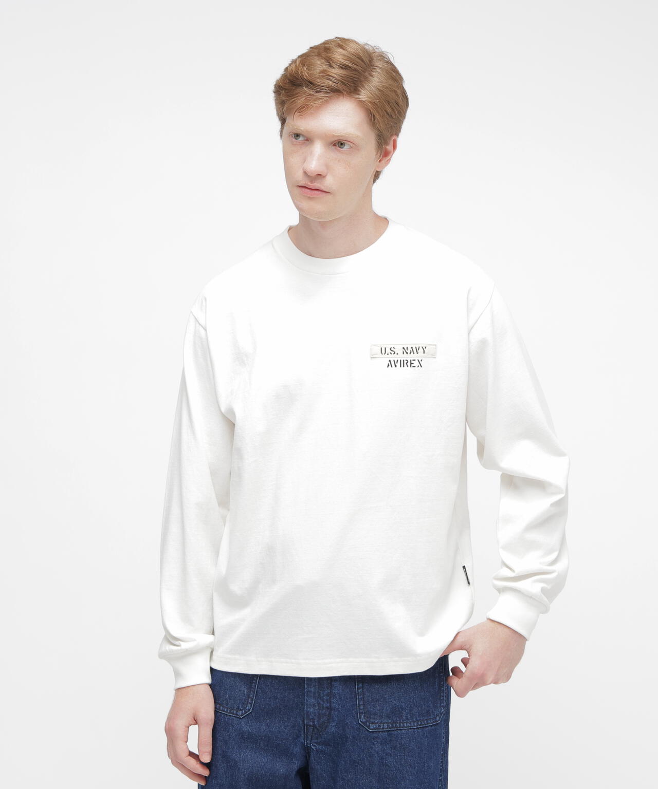 L/S T-SHIRT ”NAVY STENCIL”