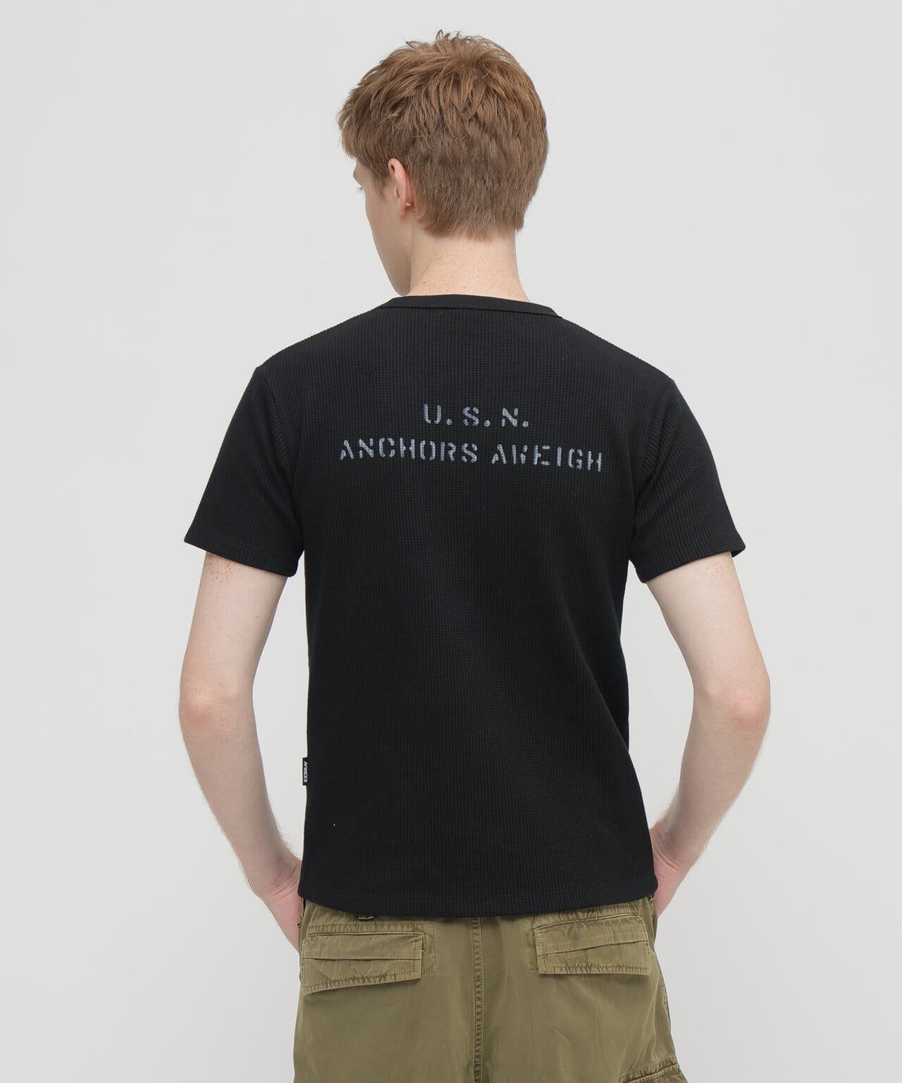 MINI WAFFLE C-NECK T-SHIRT U.S.N.