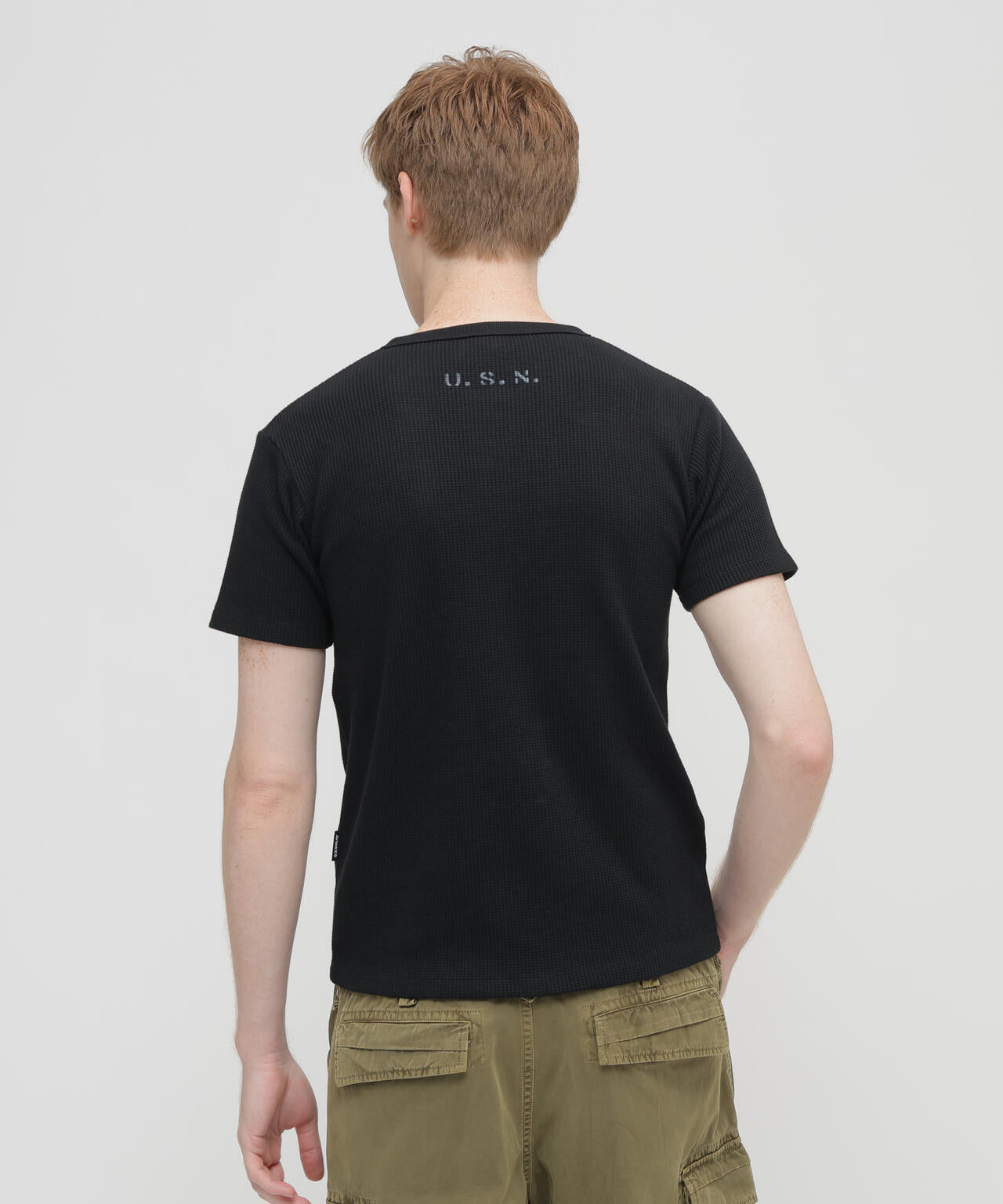 MINI WAFFLE HENLEY NECK T-SHIRT U.S.N.