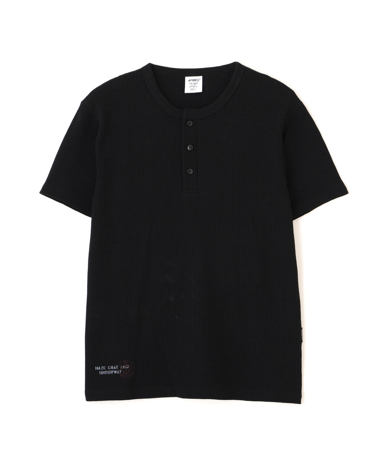MINI WAFFLE HENLEY NECK T-SHIRT U.S.N.