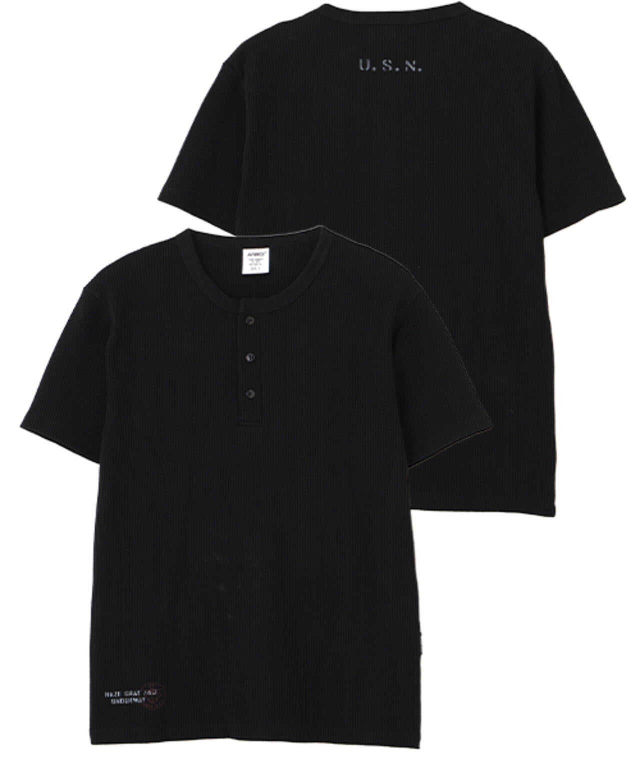MINI WAFFLE HENLEY NECK T-SHIRT U.S.N.