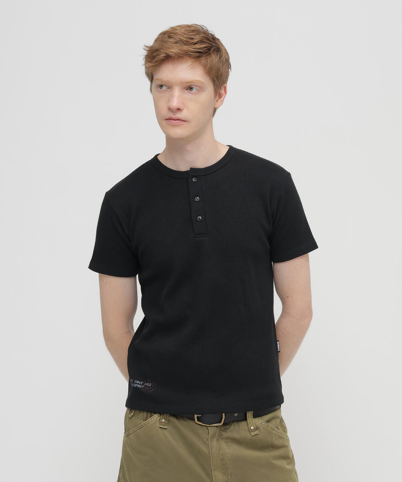 MINI WAFFLE HENLEY NECK T-SHIRT U.S.N.