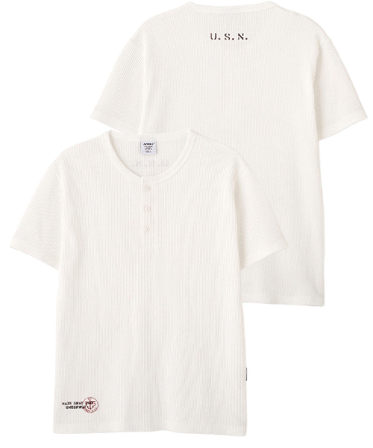 MINI WAFFLE HENLEY NECK T-SHIRT U.S.N.