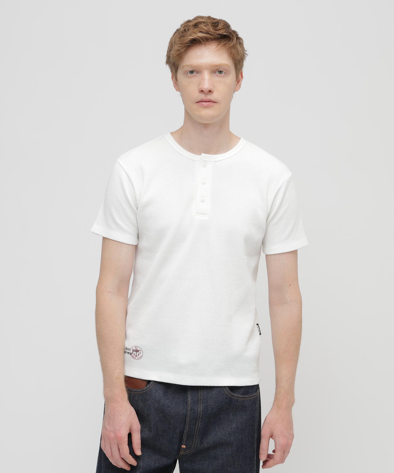 MINI WAFFLE HENLEY NECK T-SHIRT U.S.N.