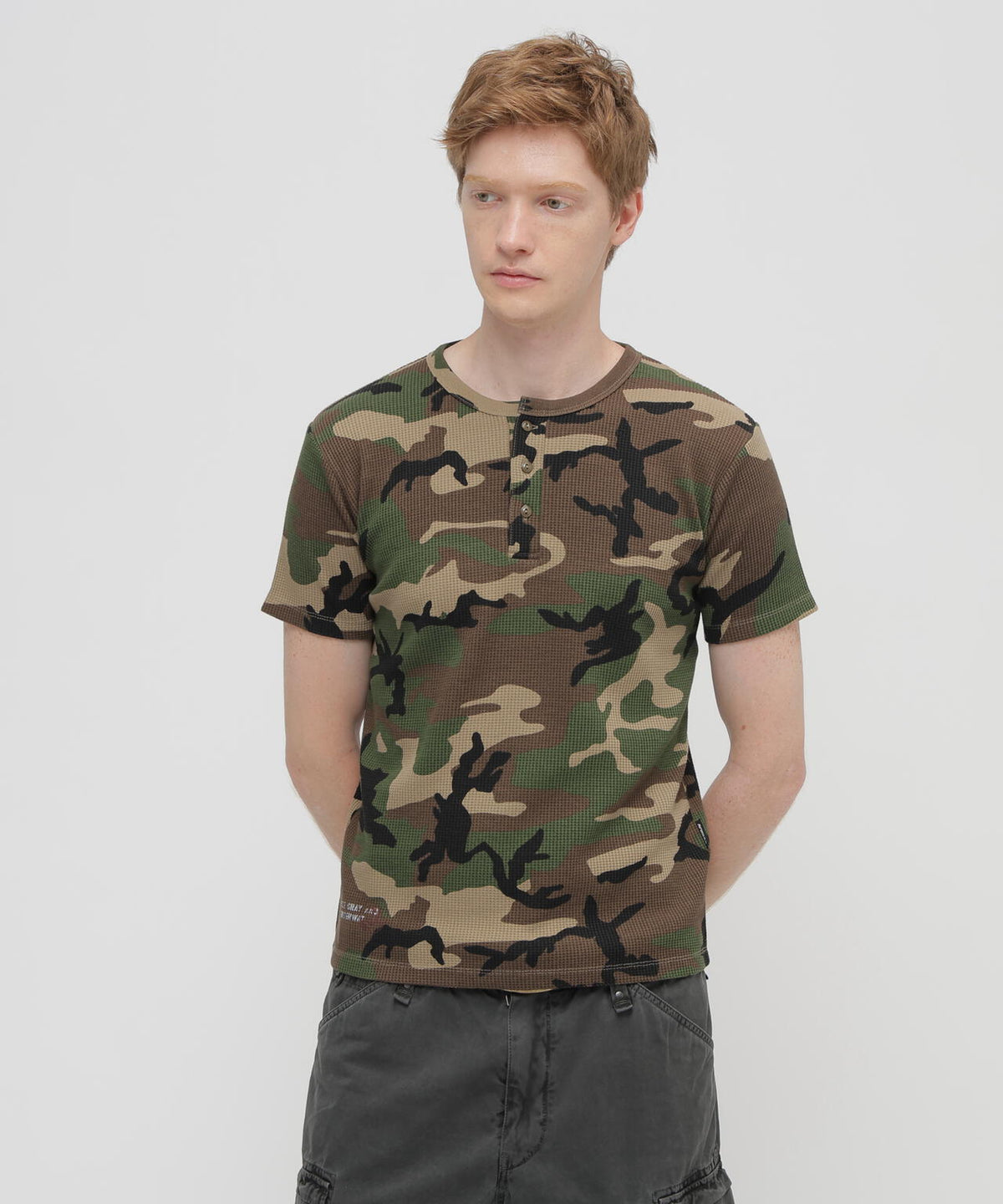 MINI WAFFLE HENLEY NECK T-SHIRT U.S.N.