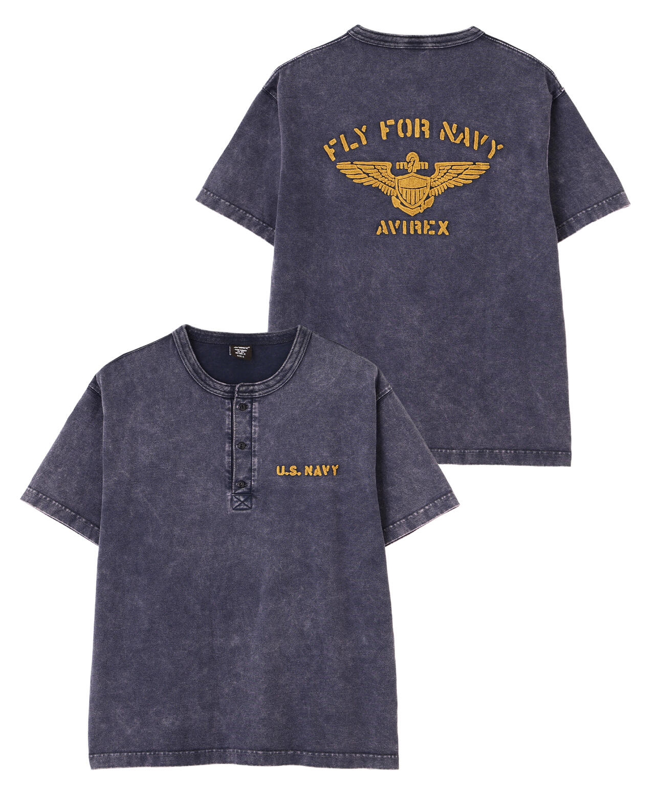 《NAVAL COLLECTION》SHORT SLEEVE HENLEY T-SHIRT ”FLY FOR NAVY”