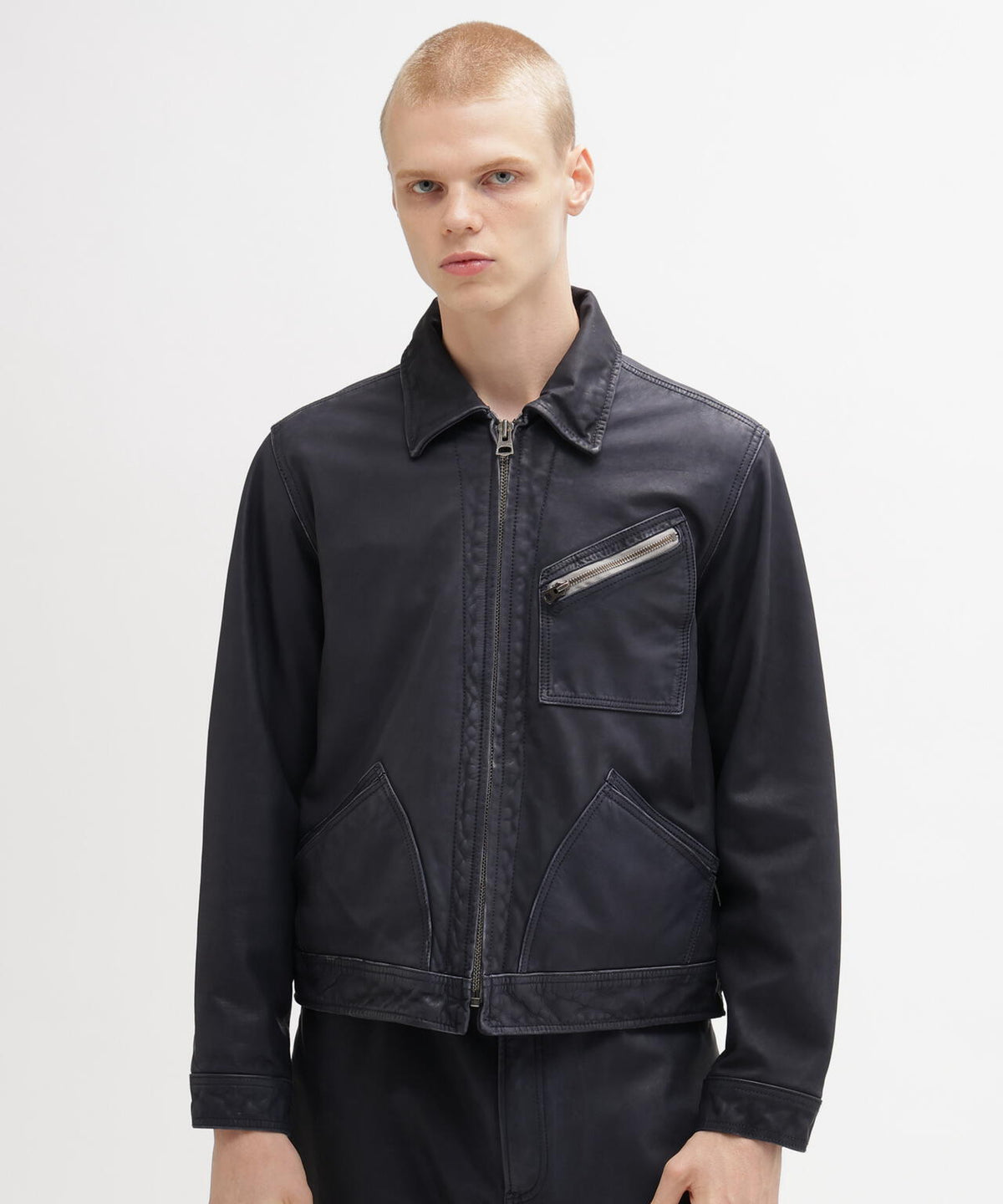 INDIGO LEATHER JACKET