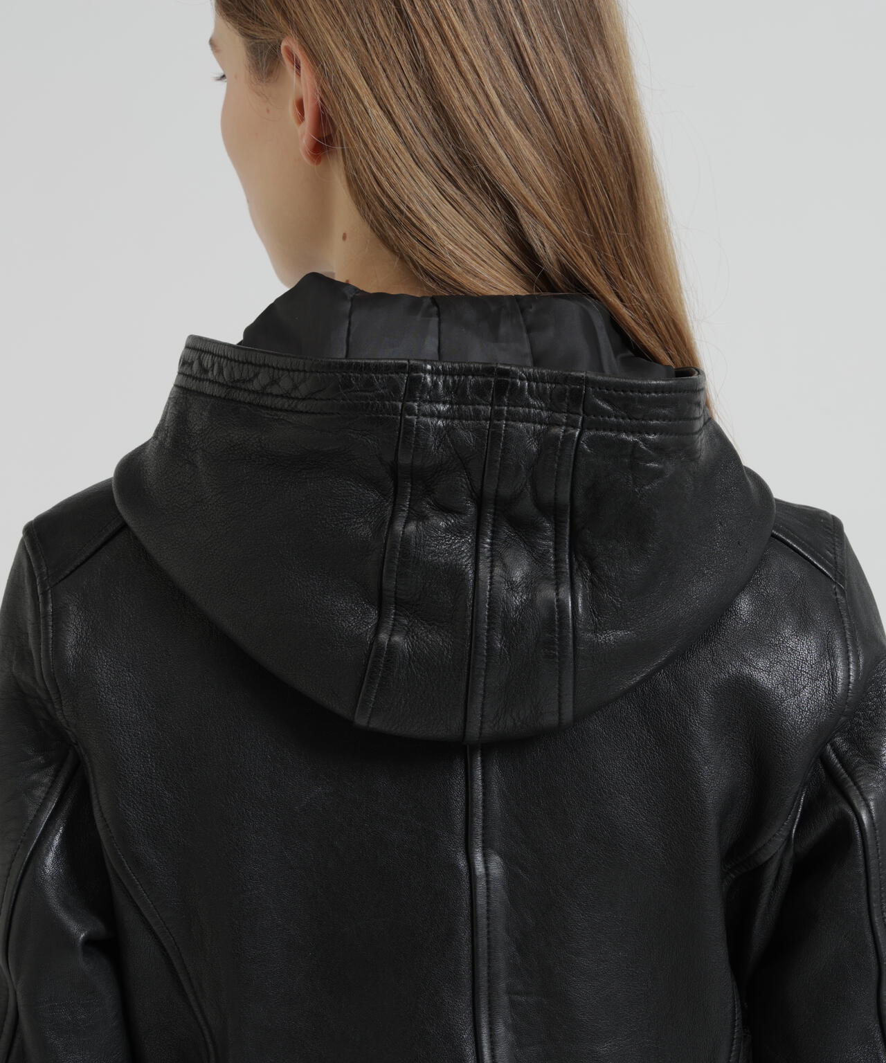 《WOMAN》SHEEP HOOD LEATHER JACKET
