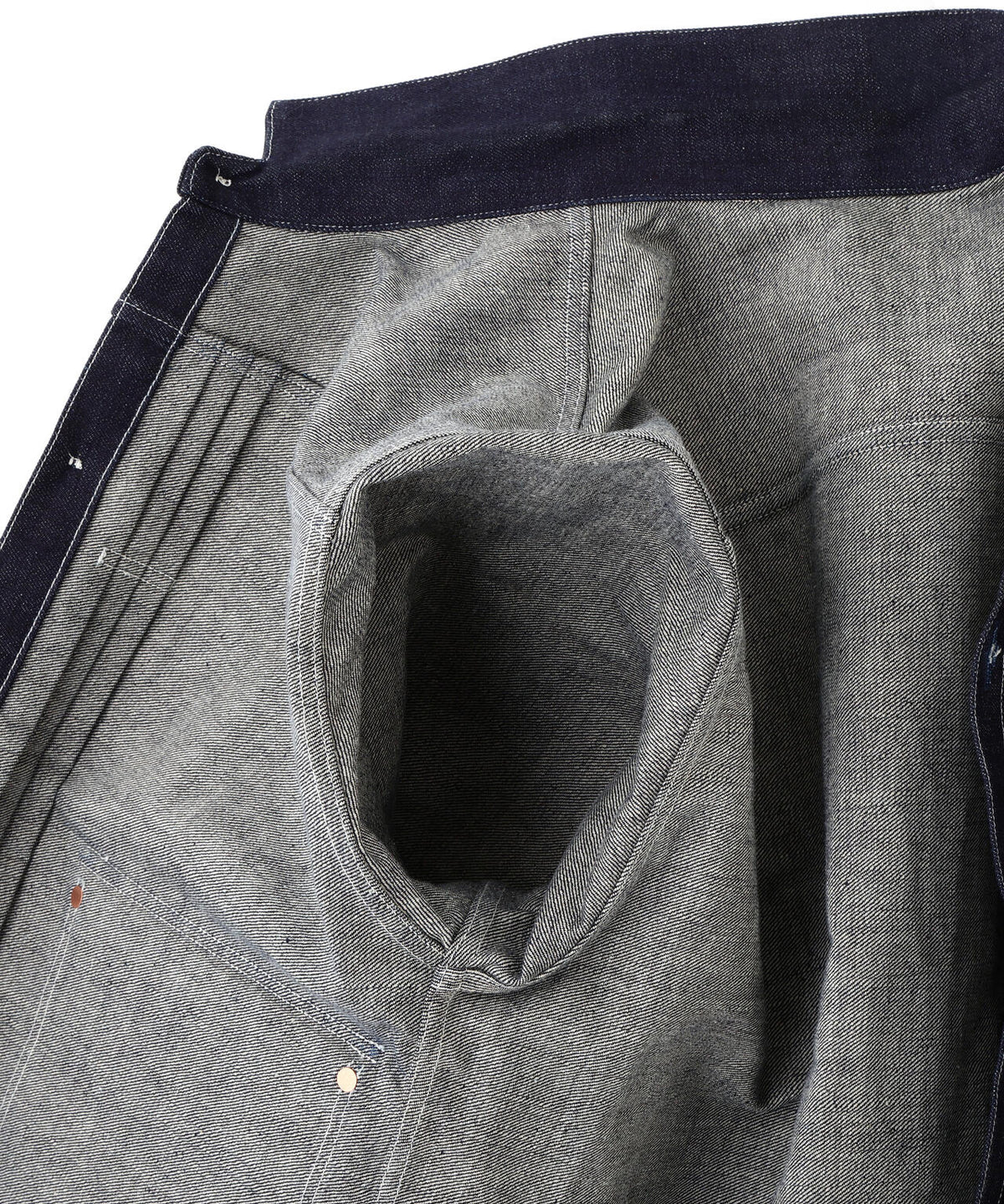 《AVIREX×MOANDMO》DENIM PLEATS BLOUSE ”GREEN SELVADGE”