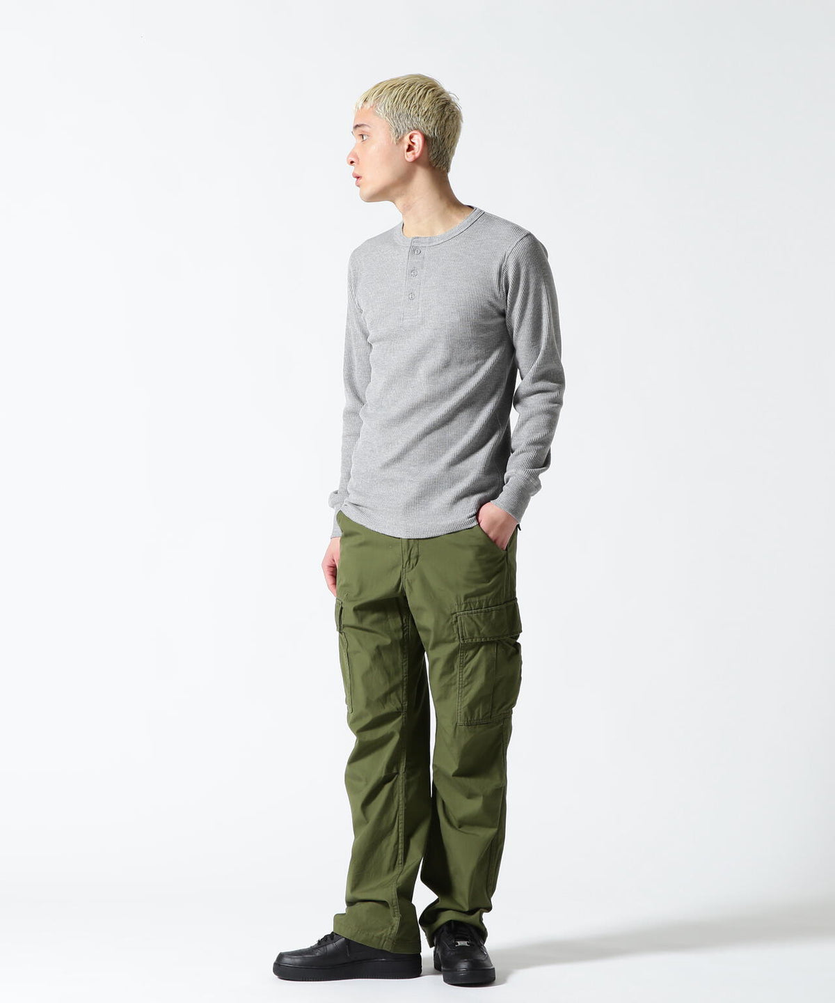 《DAILY/デイリー》L/S THERMAL HENLEY NECK T-SHIRT