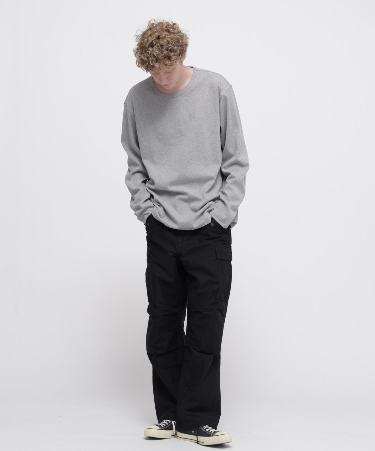 《DAILY/デイリー》BIG SIZE RIB L/S CREW NECK T-SHIRT