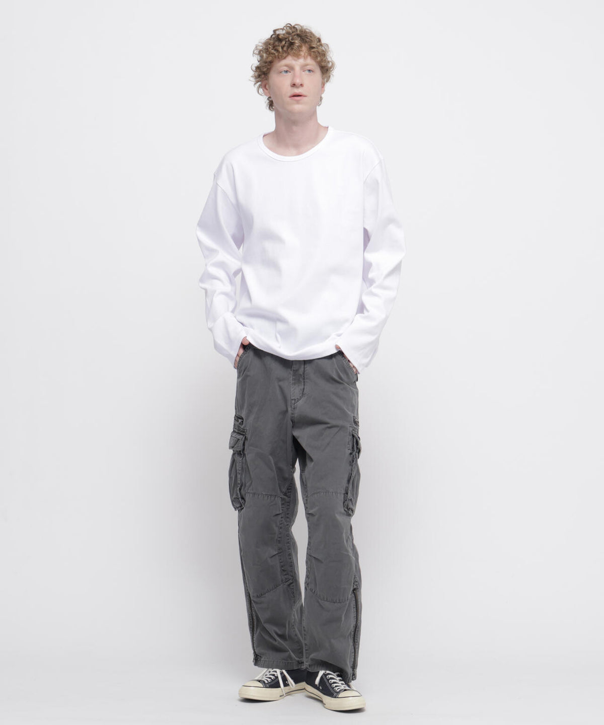 《DAILY/デイリー》BIG SIZE RIB L/S CREW NECK T-SHIRT