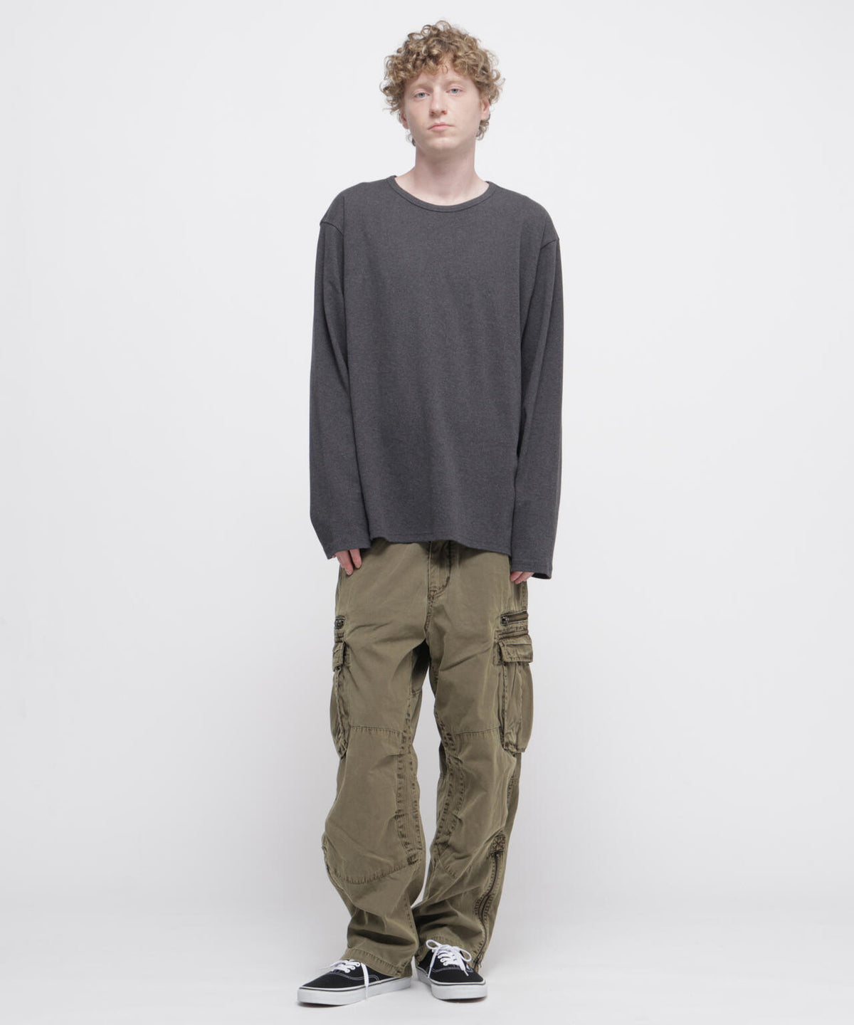 《DAILY/デイリー》BIG SIZE RIB L/S CREW NECK T-SHIRT